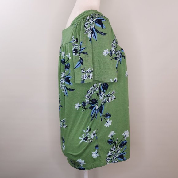 Lucky Brand Green Floral Print Square Neck Top - Picture 5 of 10